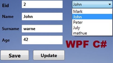 C# WPF Tutorial 16- Database values in textbox if select Combobox