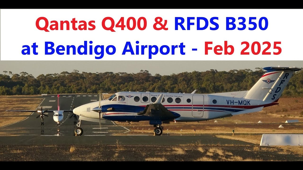 Qantas Q400 and RFDS B350 at Bendigo Airport - 25th Feb 2025 - YouTube