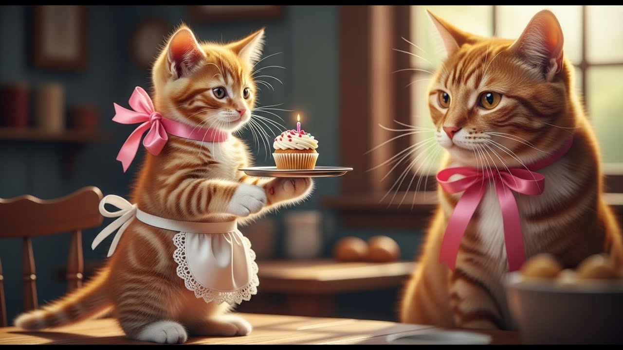 Kitten Waitress: Earning for Mom's Birthday & Maternal Love 🐱