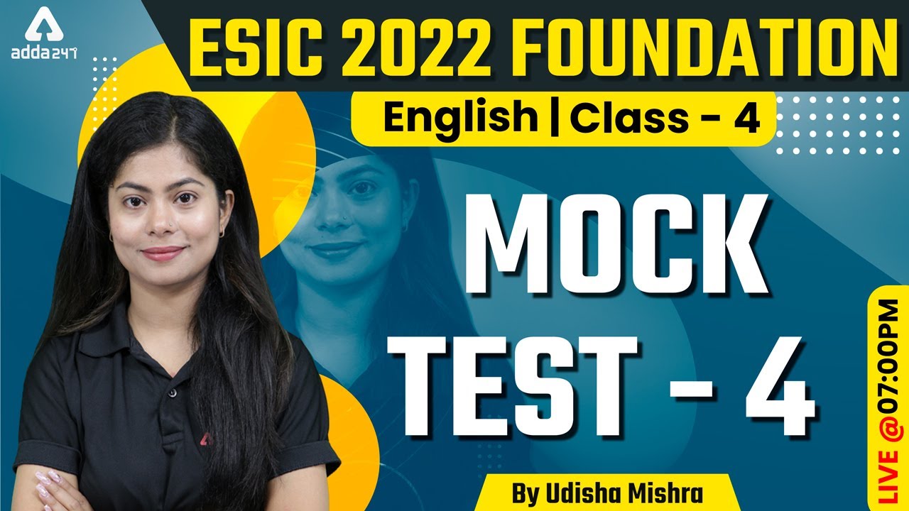 ESIC Recruitment 2022 | English Classes | Mock Test #4 | By Udisha Mam