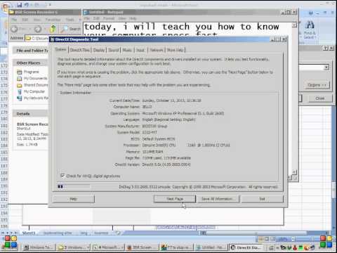 How to View Your Computer Specs in Windows XP Operating System