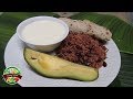 Leche agria con gallo pinto, aguacate y tortilla caliente