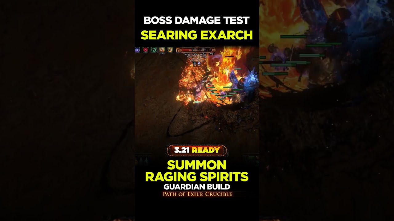 3.21 Boss Damage Test - Summon Raging Spirits - Poe Builds #shorts #pathofexile