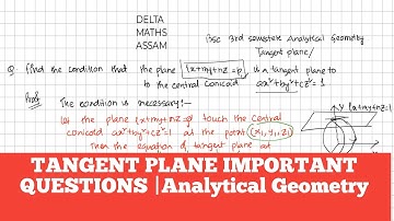 Tangent Plane|Important Question|Bsc 3rd Semester|Analytical Geometry