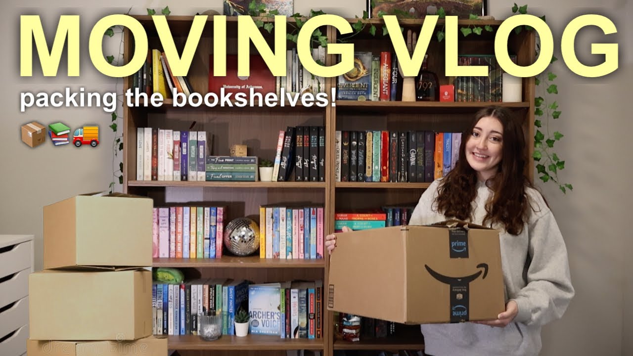 packing up all my books + taking down my home library 📦📚 [moving vlog ...
