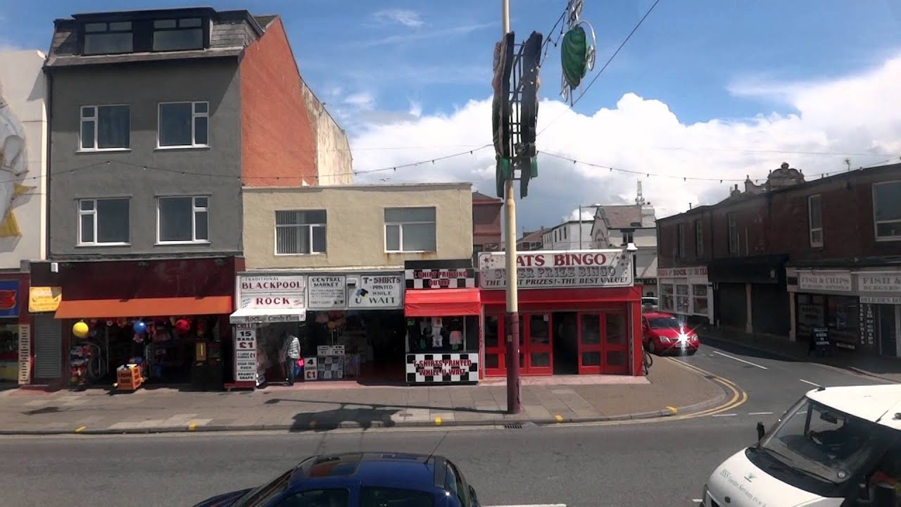 Tram Ride along the Golden Mile Blackpool UK (from Bispham to the Pleasure Beach).