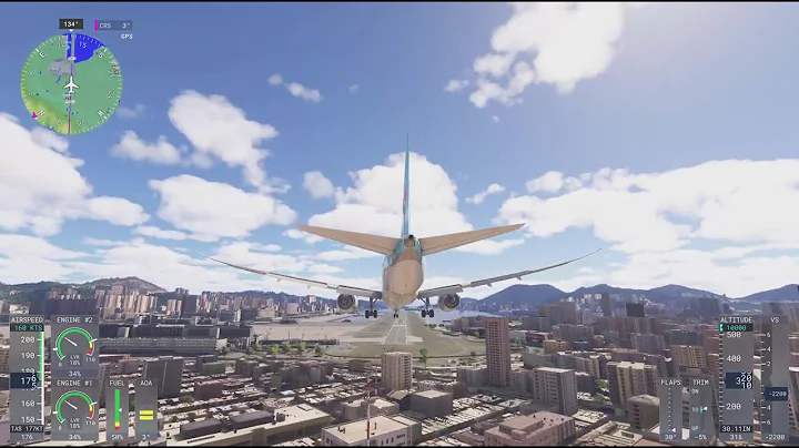 Microsoft Flight Simulator 2024 Korean airline Kai Tak Airport approach