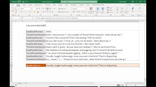 Facebook AI Chatbot in Excel