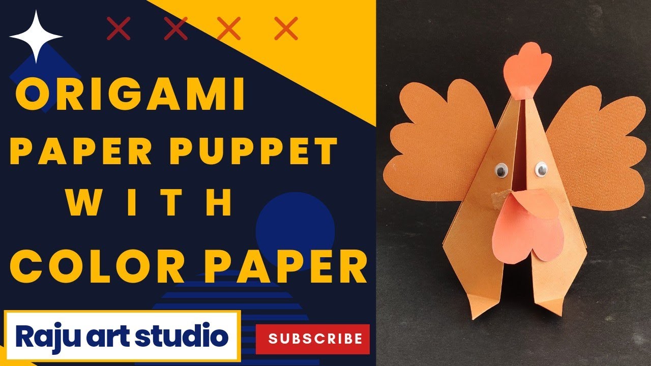 origami paper moving puppet  hen @rajuartstudio