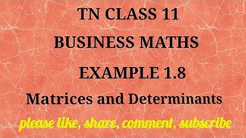 Tn 11 business maths | example 1.8 |state board | Matrices and Determinants | gmrrao maths |