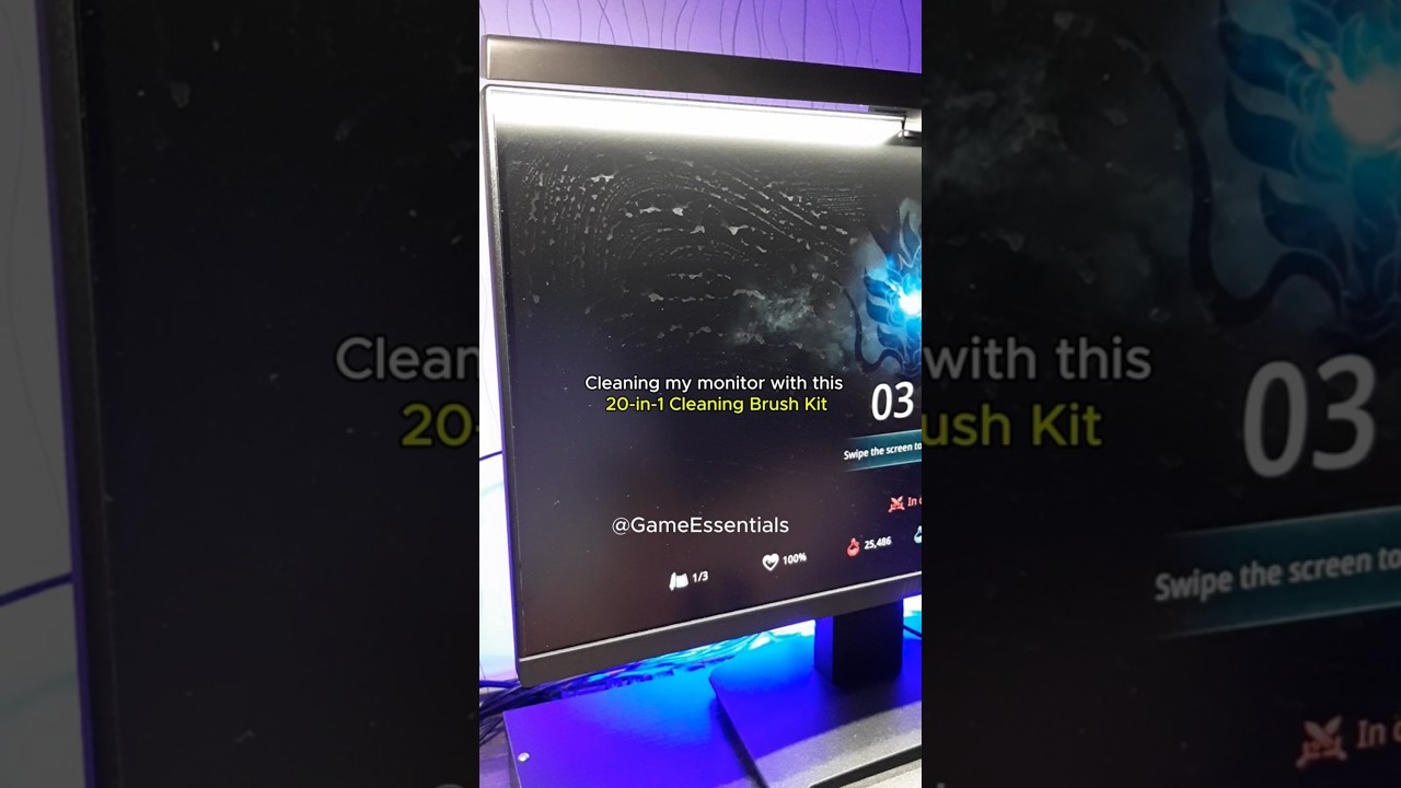 Cleaning My Gaming Monitor with this 20-in-1 Cleaning Brush Kit✨ #TechCleanse #BeforeAndAfter