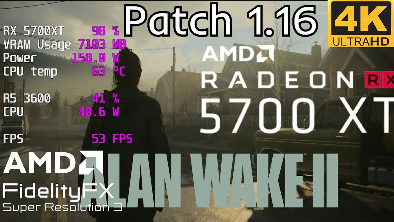 Alan Wake 2 Patch 1.16 RX5700XT | Ryzen 5 3600 1080p|1440p|4k - YouTube