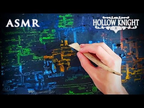 ASMR Map Drawing & Carving | Hollow Knight | Gentle Rain 1 Hour