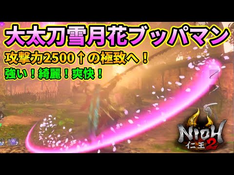 仁王2 剛武99大太刀雪月花ブッパマンビルドのステータス 装備紹介 攻撃力2500 で近接最強火力の極致へ Nioh2 Youtube