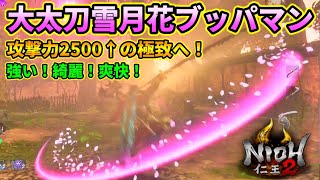 仁王2 剛武99大太刀雪月花ブッパマンビルドのステータス 装備紹介 攻撃力2500 で近接最強火力の極致へ Nioh2 Youtube