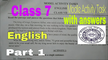 Model activity task | Model activity task class 7 english part 1