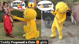 Crazy Dance Teddy Bear🧸with Cute🥰 Girls|| Public😱 Reaction & Funny Prank🤣||#teddybear #funny #prank