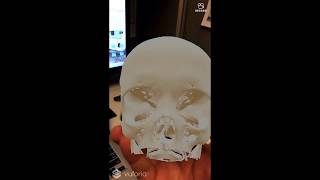 Holding an Augmented Reality Skull with Merge Cube!