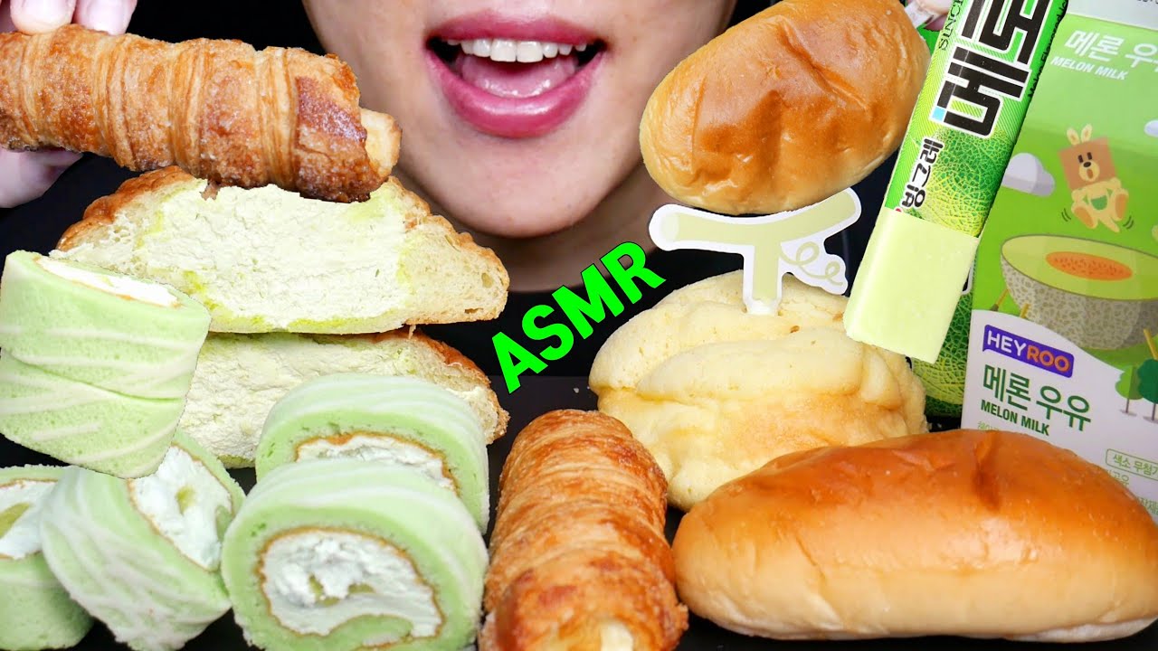 ASMR MELON BREAD DESSERTS MUKBANG 뚜레쥬르 메로나 빵 아이스크림 디저트 먹방 TOUS LES