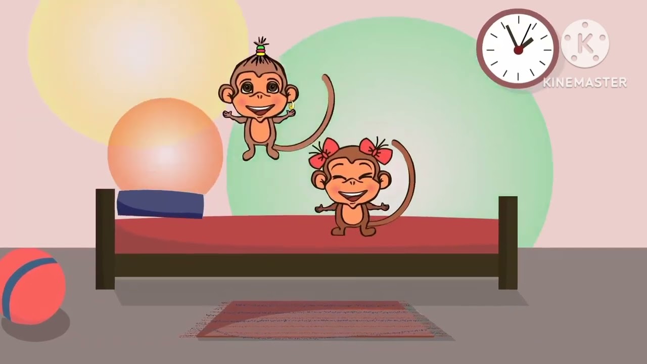 Five Little monkeys jumping on the bed nursery rhymes for kids and kids Song Emi TV lyrics 
