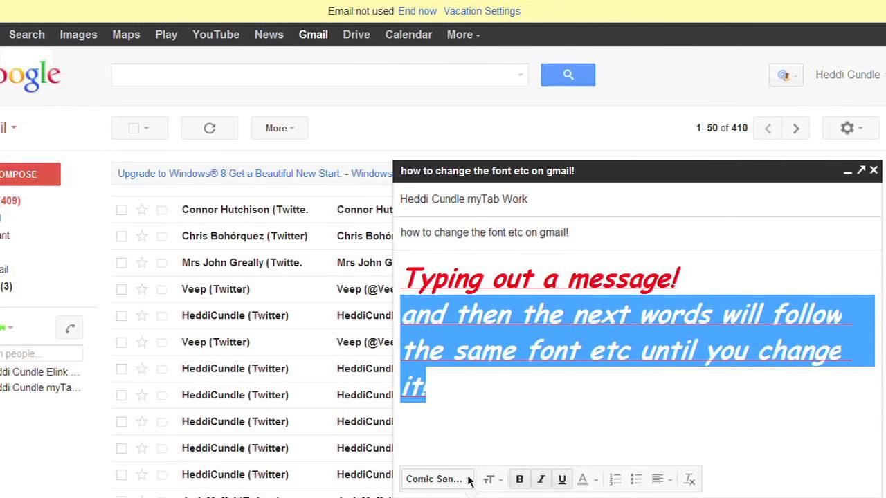 how to increase text size gmail