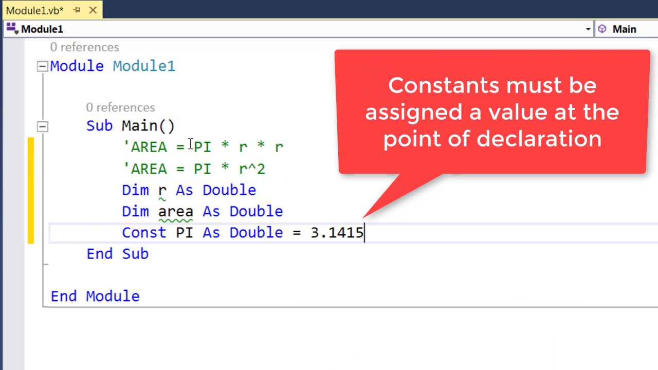 assignment to constant not permitted vba