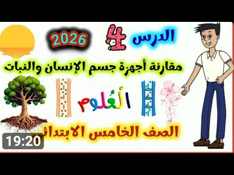 الدرس الرابع مقارنة أجهزة جسم الإنسان والنبات علوم الصف الخامس الابتدائي ترم أول 