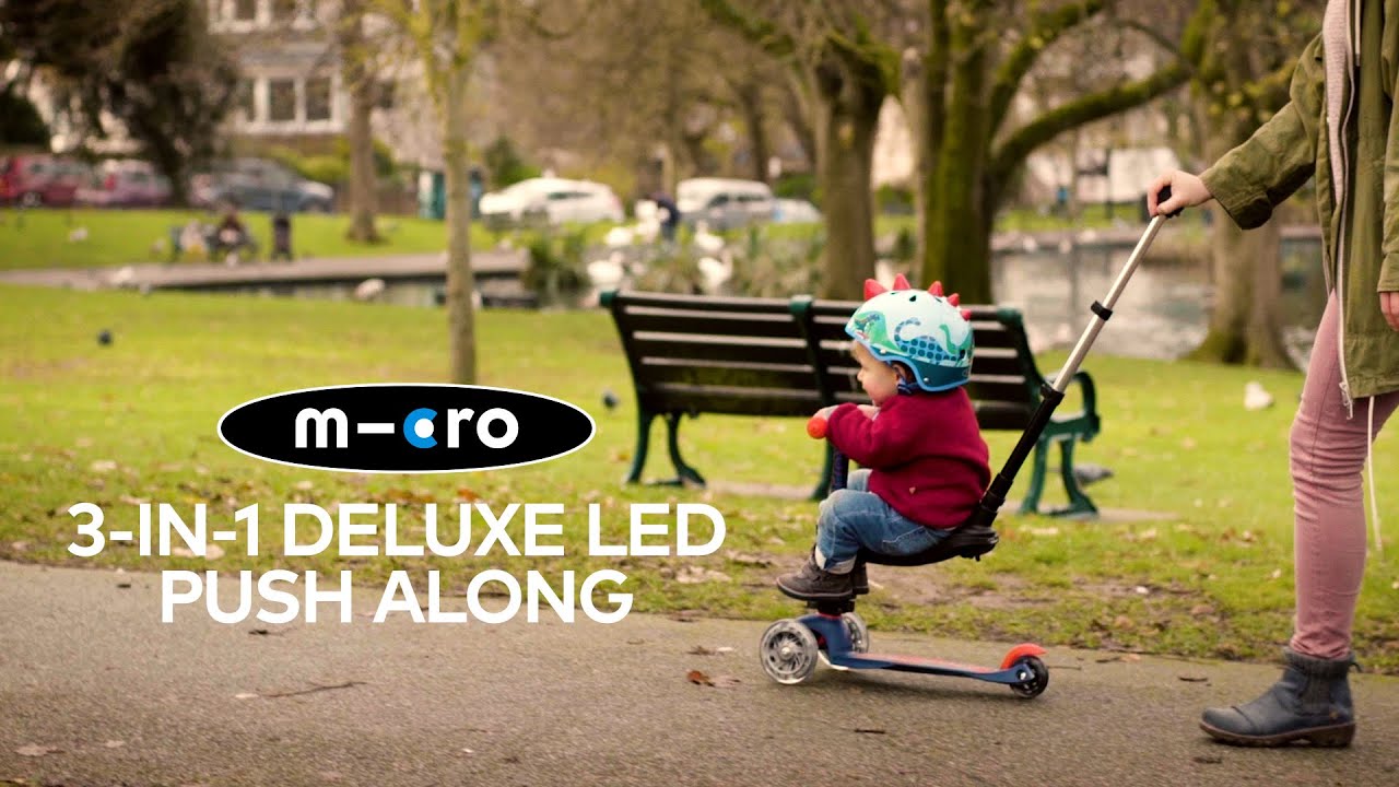 Micro 3in1 Deluxe Push Along LED Toddler Scooter -