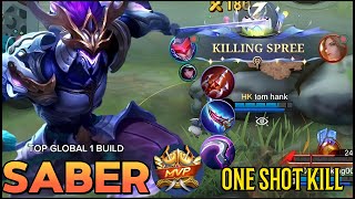 Saber One Shot Build Gameplay 2024:( Top 1 Global Build Revealed )