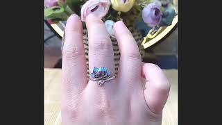 Lotus Flower Ring - Blue Burgundy Enamel | Spiritual Jewelry Collection