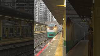 常磐線特急e657系　フレッシュカラー（グリーン）松戸駅通過