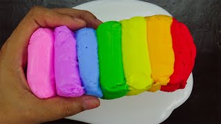 Mixing Rainbow Foam Clay With Glossy Slime Satisfying Slime Video