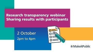 Research transparency webinar - sharing results with participants