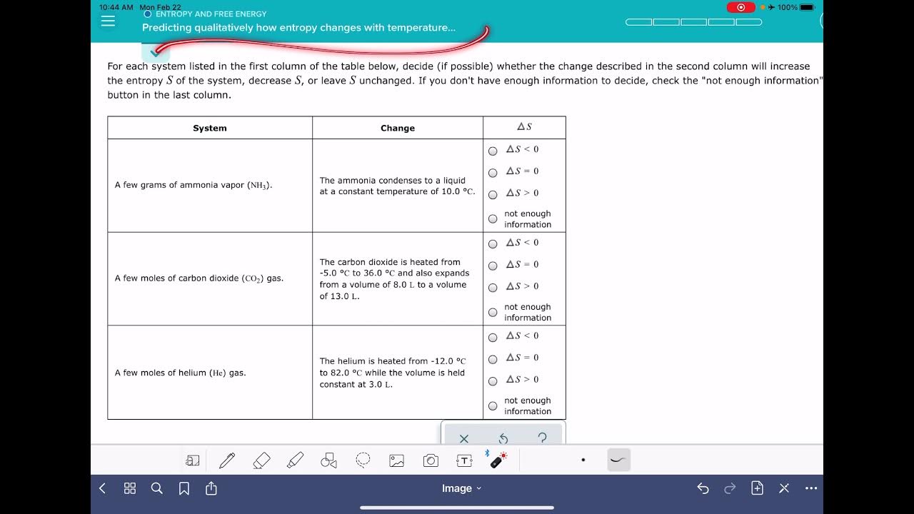 ALEKS Predicting qualitatively how entropy changes with temperature