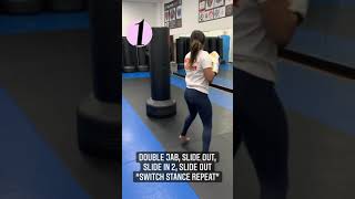 Switch Stance Combo #1Double Jab(1), Slide Back, Slide In Cross (2), Slide Out~Switch Stance Repeat~