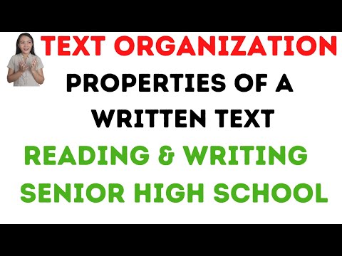 Text organization |Properties of a well- written text| Reading and Writing SHS