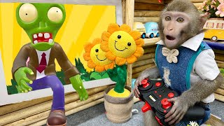 Обезьянка Бим Бим играет в игру Plants vs Zombies очень забавно