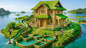 180 Days Building a Floating Bamboo Retreat with Underground Pools Using Primitive Tools