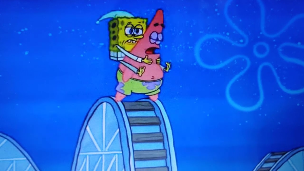 Spongebob And sleeping patrick on a Rollercoaster
