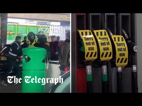 Fight breaks out at fuel pumps as petrol stations run dry