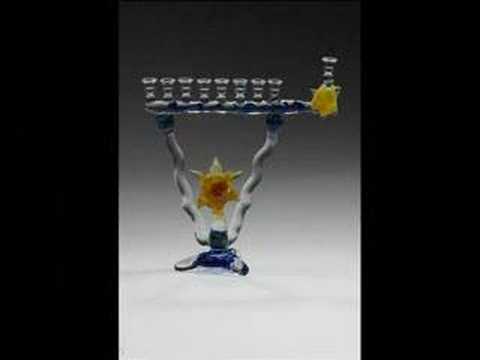 MENORAH Flamework, lampworked,blown glass, sculptu...