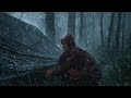 The Scariest Storm Camping Ever Thunder Heavy Rain 