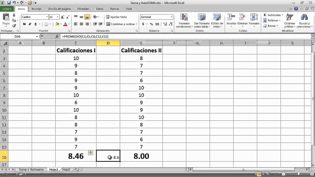 Resultado de imagen de promedio en excel