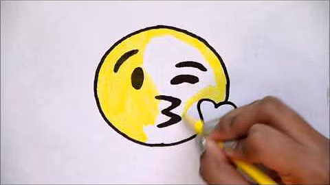 How to Draw the Kissing Emoji - For Beginners