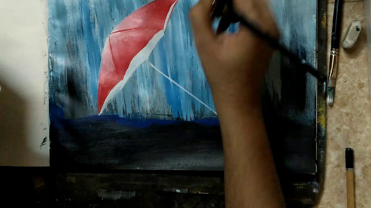 How to paint a rainy day with acrylics/ how to paint a rainy landscape