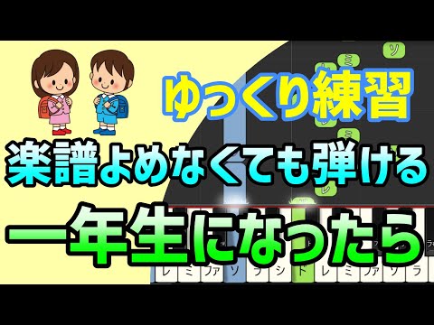 【初心者でも弾ける】一年生になったら（童謡）ピアノ簡単アレンジ＊ドレミ付きゆっくり＊1本指＊片手だけ＊両手でも