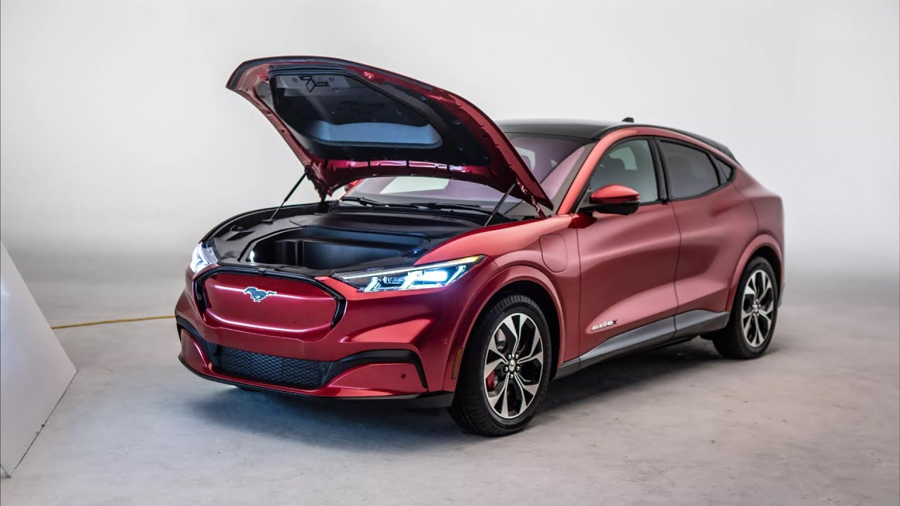 2021 ford mustang mach e  electric suv   driving
