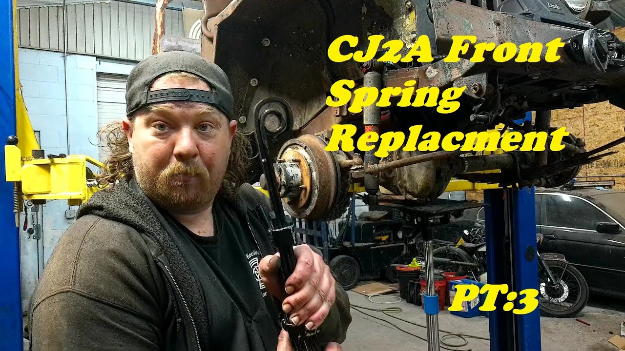 PT:3 1946 CJ2A Willys Jeep ... spring replacement almost roadworthy ...