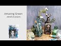 Altered Bottles in green colors - Mixedmedia tutorial by Anastasia Korvyakova