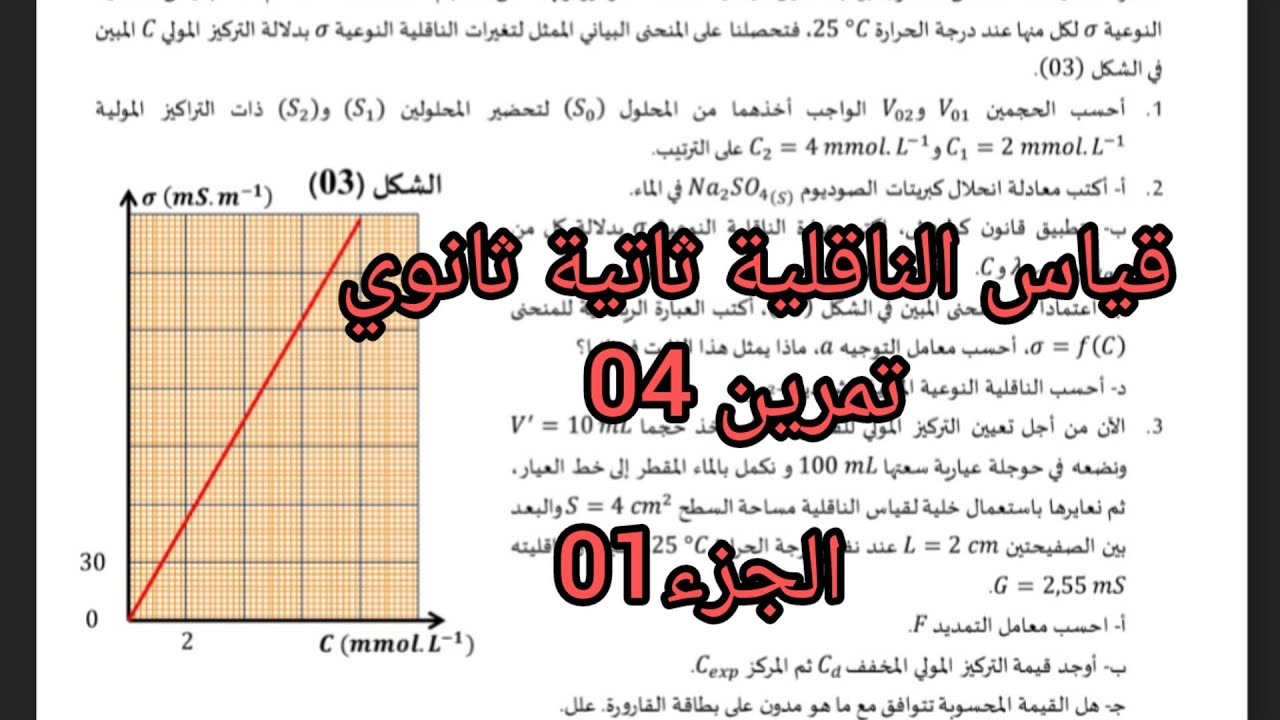 قياس الناقلية تمرين رقم 05 ثانية ثانوي شرح مفصل
